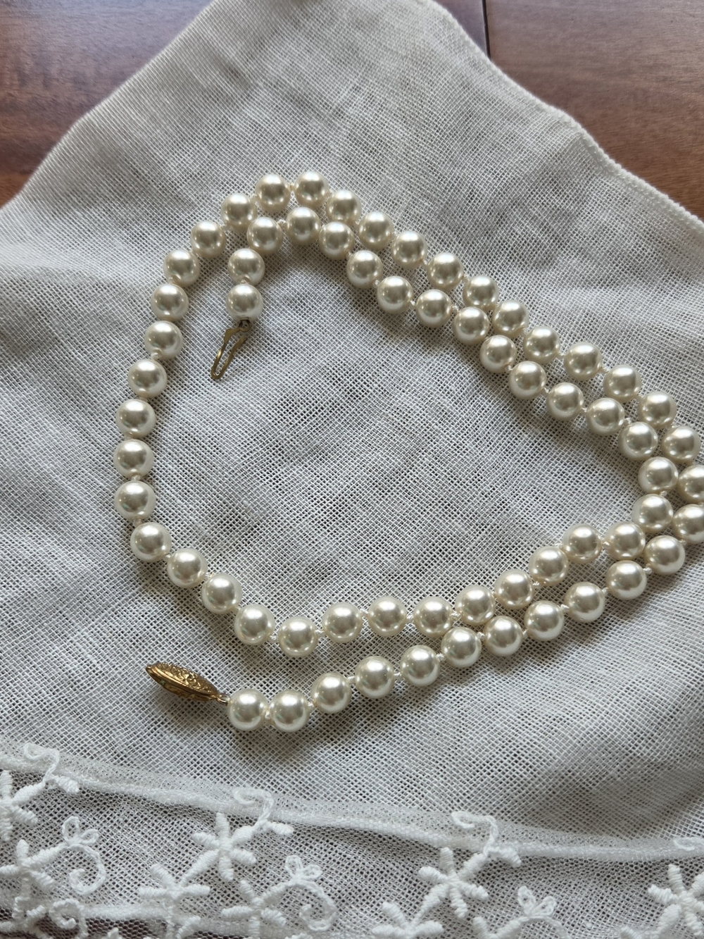 Classic Pearl Necklace with Gold Clasp - Ivory Pearls